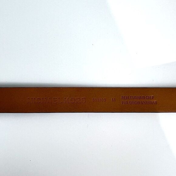 Michael Kors Dyed Leopard Print Real Fur Calf Hair Skinny Belt - Picture 9 of 13